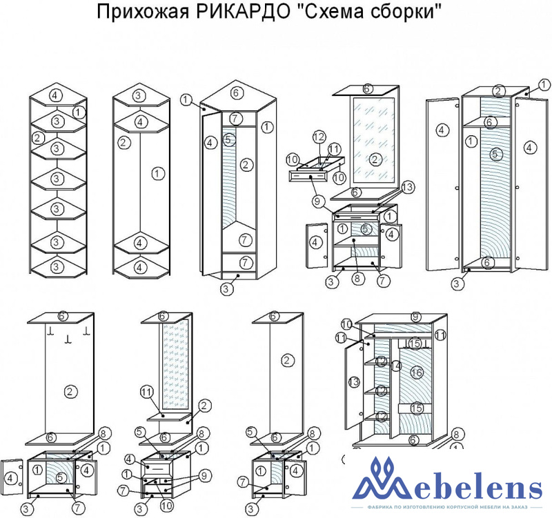 Модульная прихожая Рикардо 5У